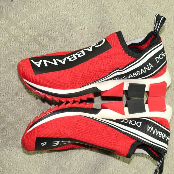 Dolce & Gabbana Mens Size 10 Sorrento Logo Slip On - Red/Black CS1595 AH677 - Picture 4 of 6